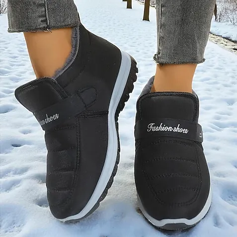 Women’s Slip-On Fleece-Lined Winter Boots – Warm, Waterproof & Anti-Slip