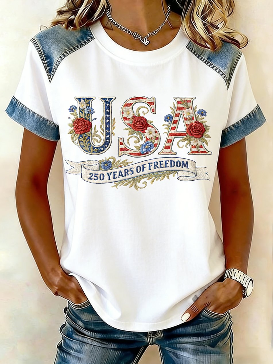 Women's American 250th Anniversary Print Crew Neck Top