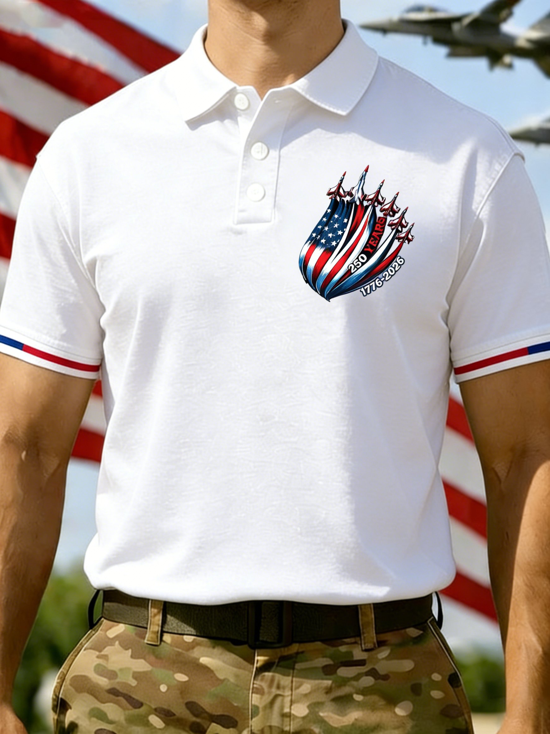 Men's 250th Anniversary Printed Casual Polo Shirt