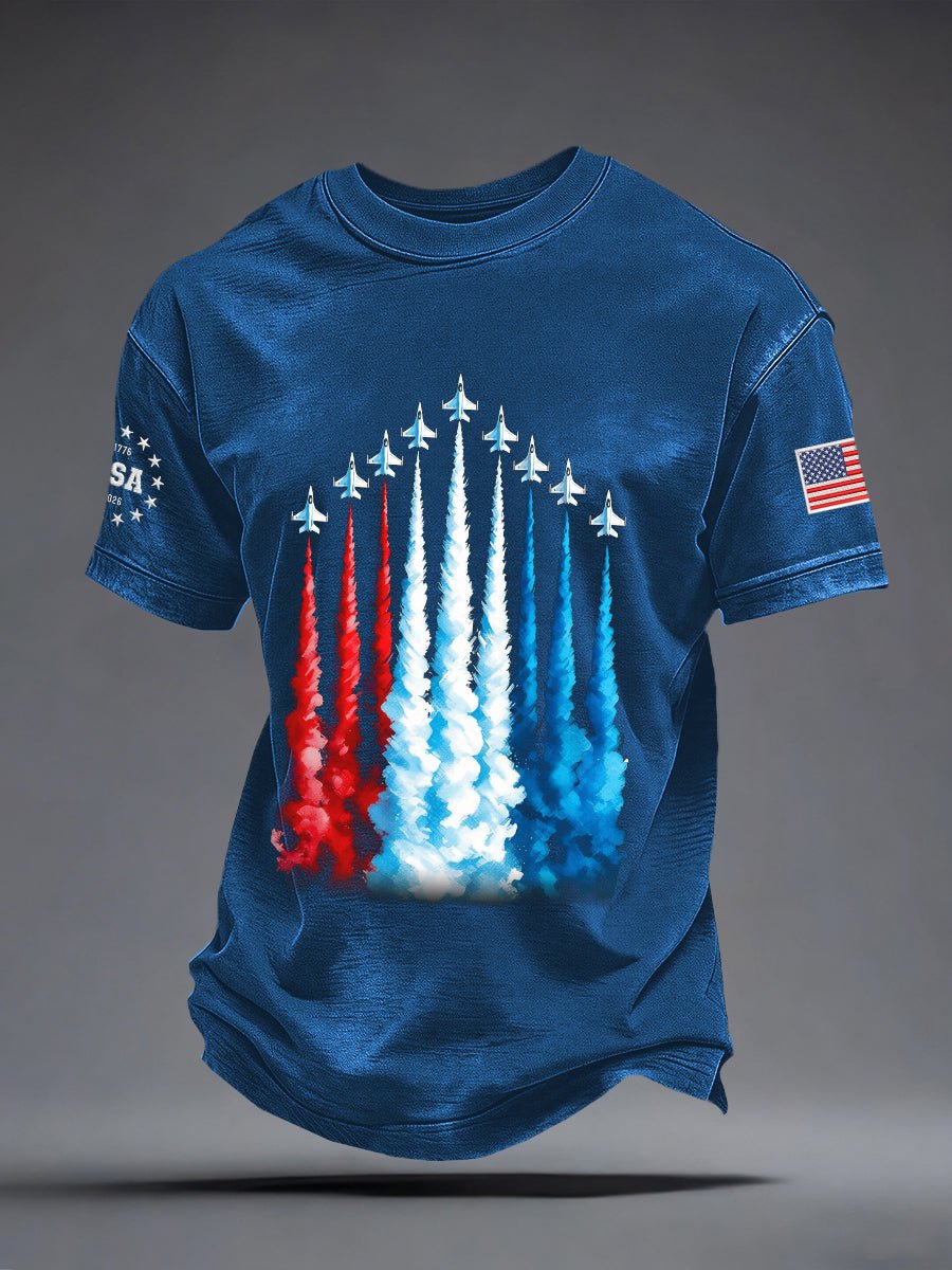Men's America 250 – Red, White & Blue Sky Tribute Print Casual T-Shirt