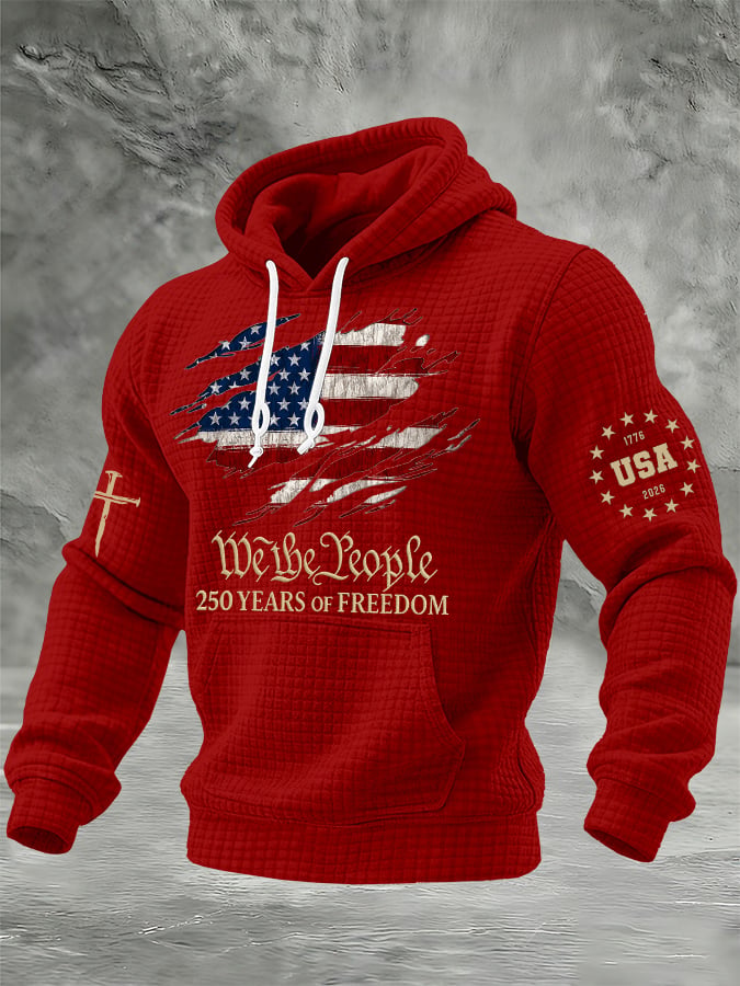 🎖️Men's 250th America Anniversary Casual Printed Checked Fabric Hoodie