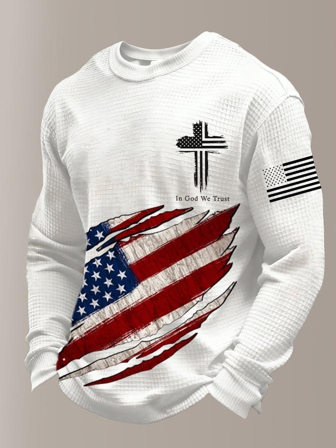 Men's Retro Faith Printed Casual Long-Sleeved Top