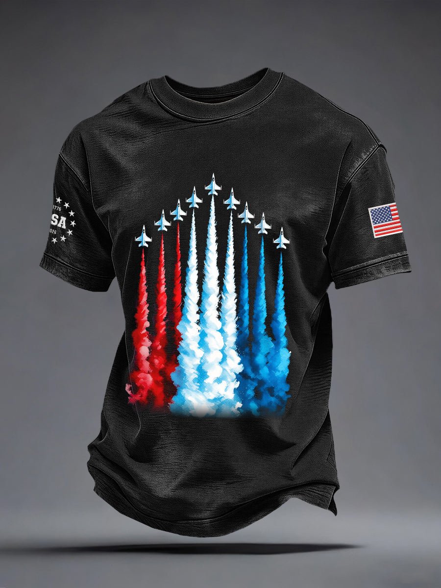 Men's America 250 – Red, White & Blue Sky Tribute Print Casual T-Shirt