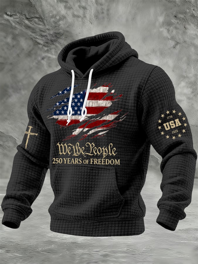 🎖️Men's 250th America Anniversary Casual Printed Checked Fabric Hoodie