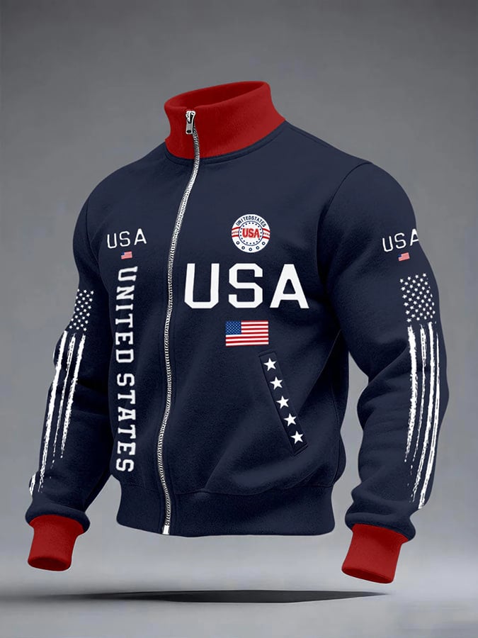 Men's Retro  With A Print Commemorating The 250th Anniversary Of The United States  Jackets