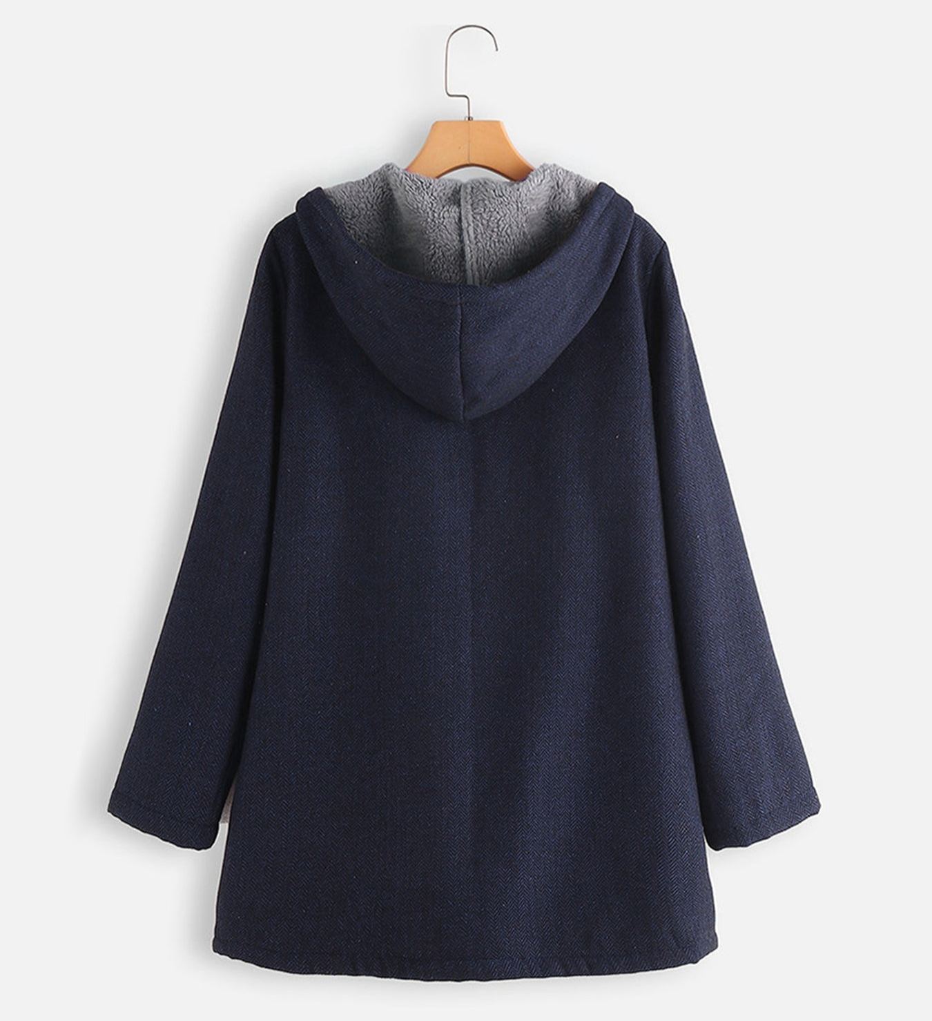 Padded Plush medium length hooded jacket