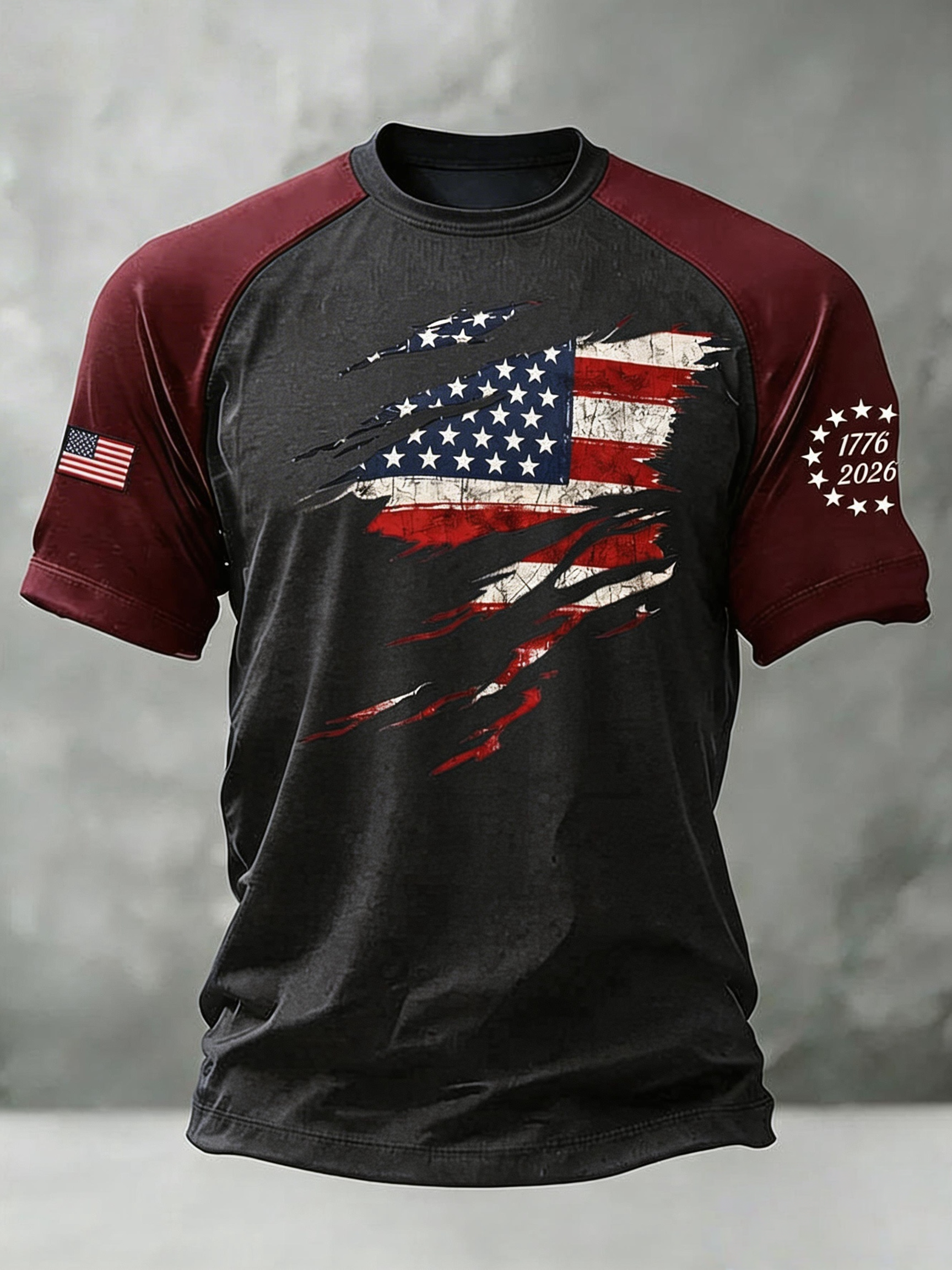 Men'S USA Flag Casual Short-Sleeved Crew Neck T-Shirt