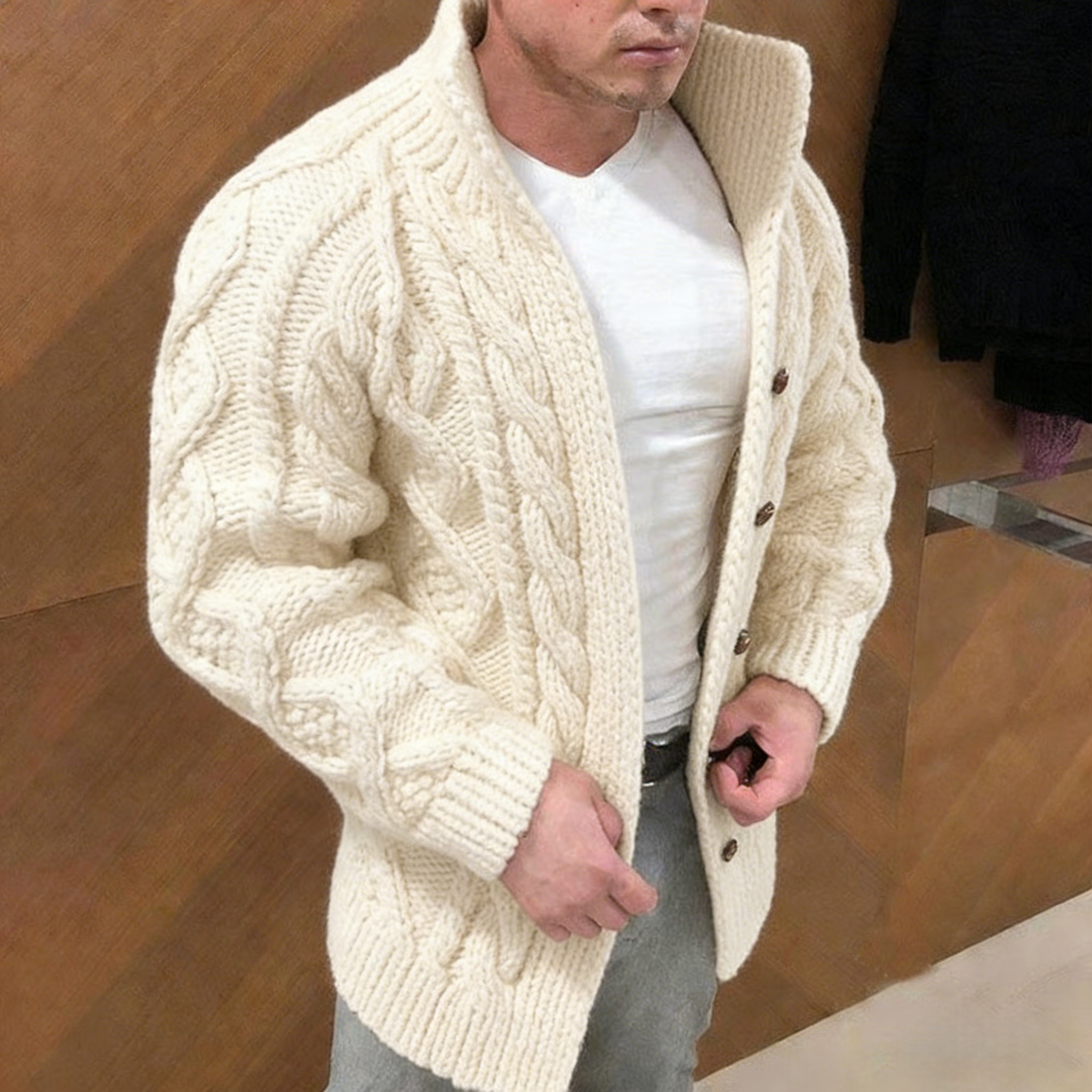 Men's Stand Collar Casual Knit Cardigan