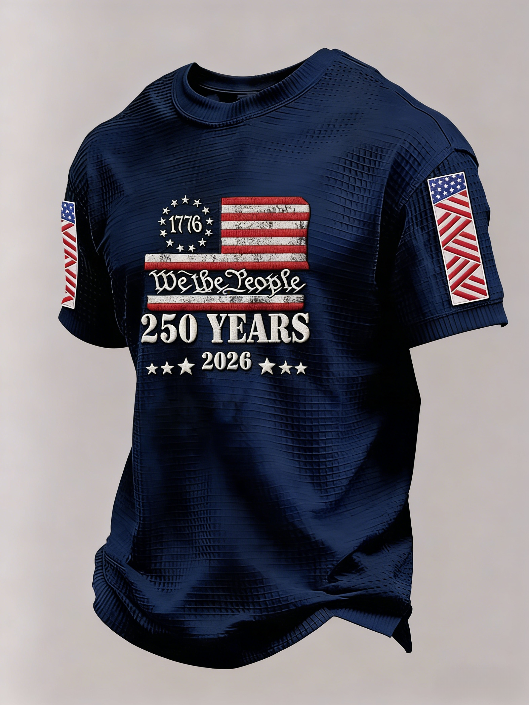 🎖️Men’s America 250th Anniversary Graphic Waffle Knit Short Sleeve Crewneck T-Shirt