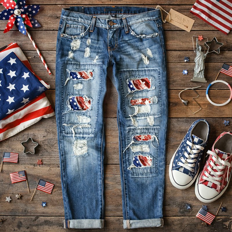 Women's US 250th Anniversary Print Casual Jeans