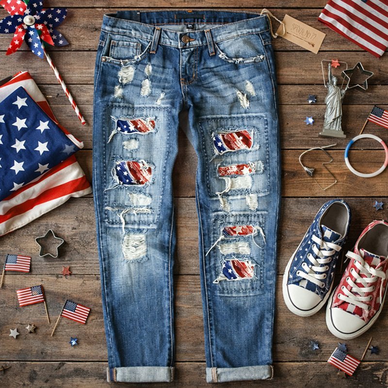 Women's US 250th Anniversary Print Casual Jeans