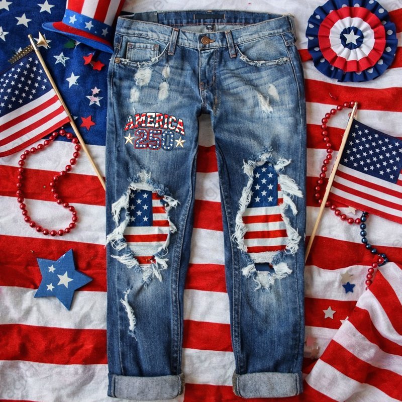 Women's US 250th Anniversary Print Casual Jeans