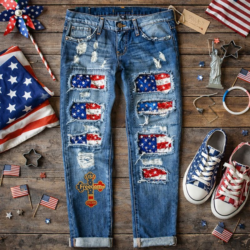 Women's US 250th Anniversary Print Casual Jeans