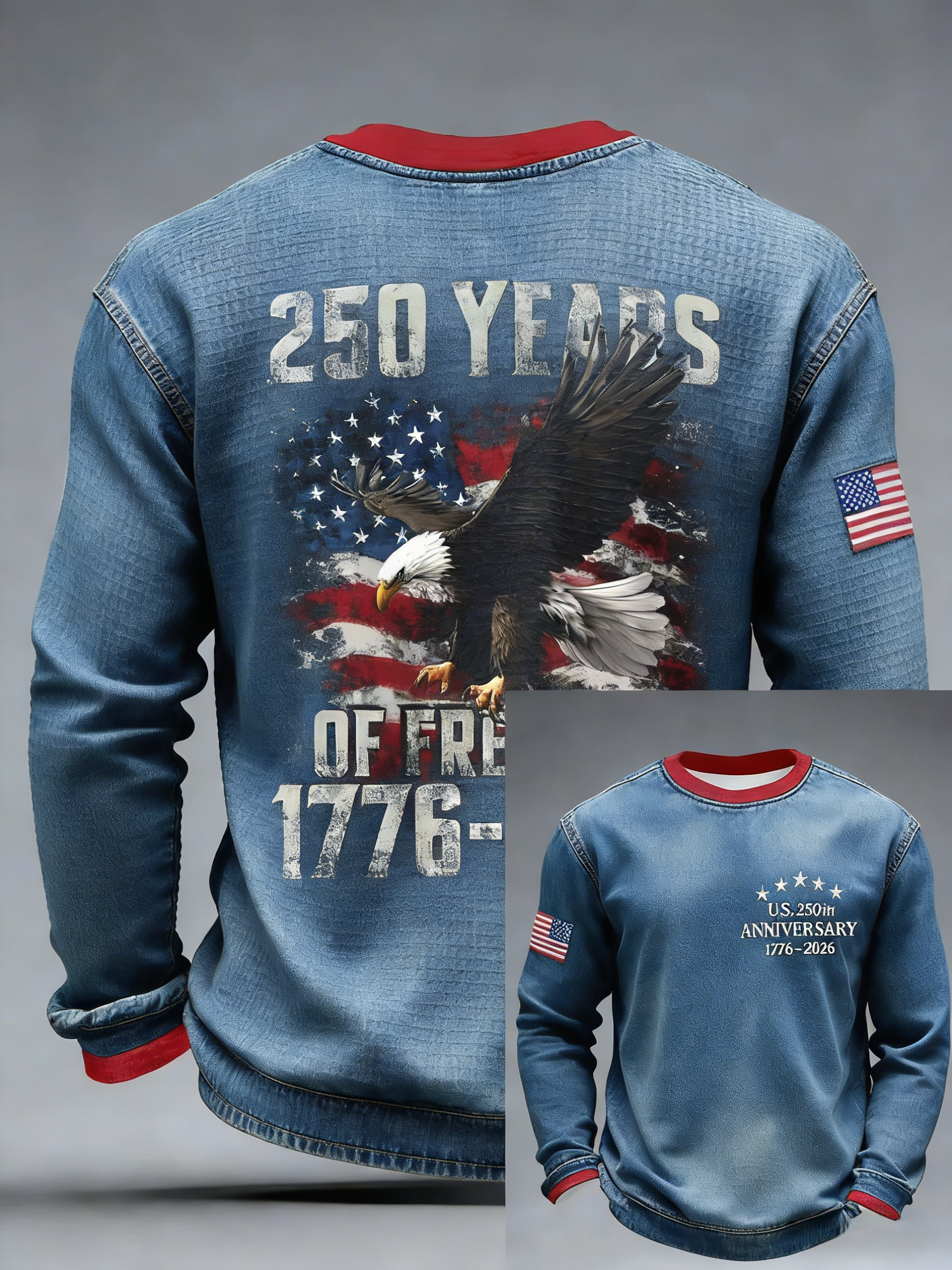 Men'S Casual T-Shirt With American 250th Anniversary Print
