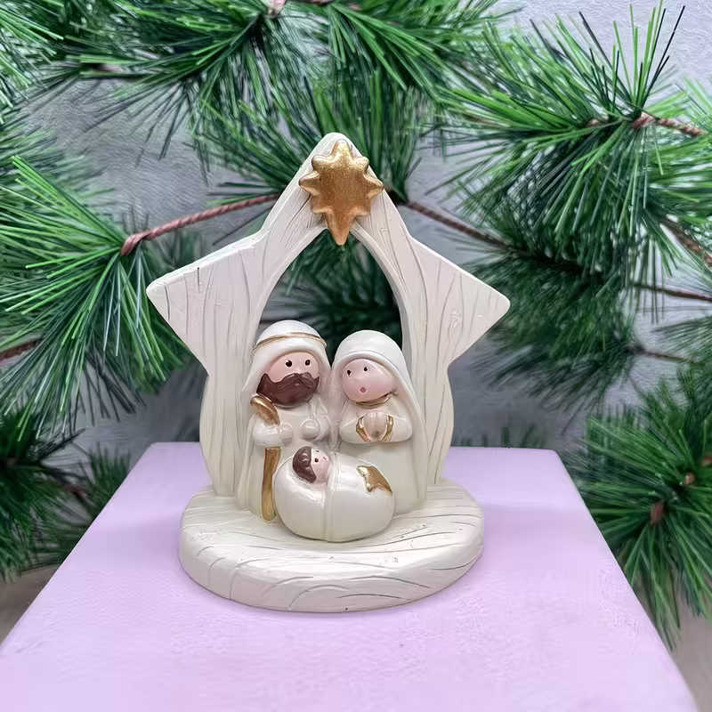 White & Gold Nativity Scene Tabletop Decor ✨ | Holy Family Christmas Centerpiece 🎄🙏