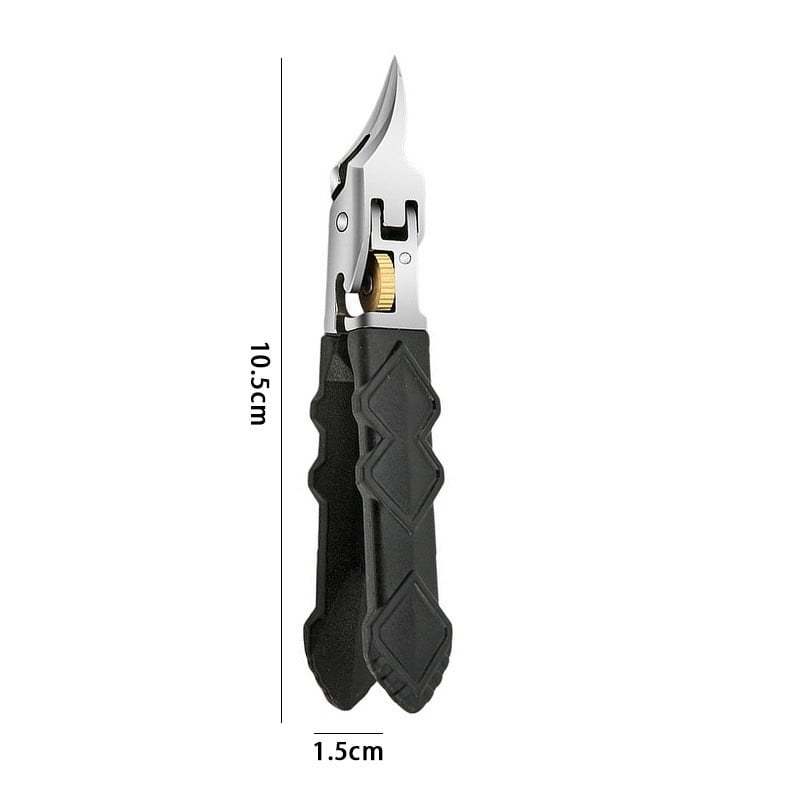 Black Anti-Slip Grip Gear Lock Nail Clipper Set with Ultra-Sharp Tips for Precise Access to Nail Grooves