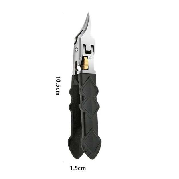 Black Anti-Slip Grip Gear Lock Nail Clipper Set with Ultra-Sharp Tips for Precise Access to Nail Grooves