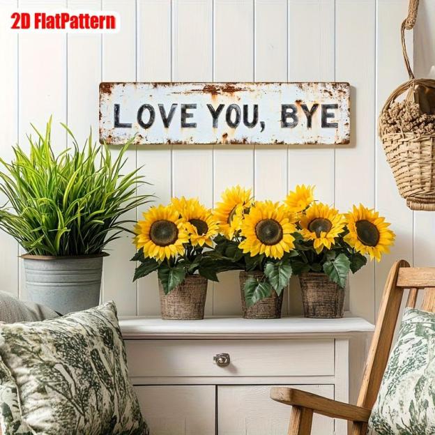❤️"Love You, Bye" Vintage Metal Wall Sign
