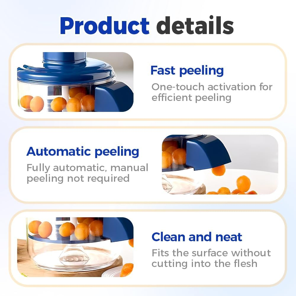 Electric Grape Peeling Machine, 2025 New Automatic Small Fruit Garlic Peeler Machine, Portable USB Charging Rechargeable Fruit Peeling Machine, Plum Tomato Cherry Garlics Skin Remover Tool