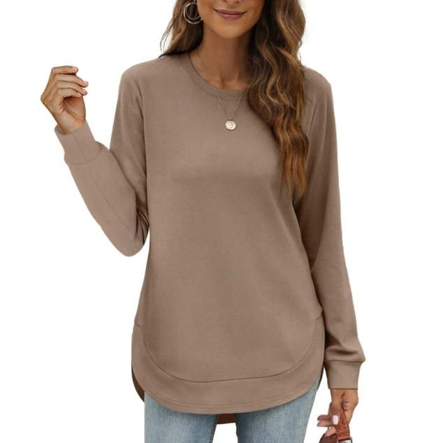 ⏰Hot Sale-Women's Sweatshirt Crewneck Curved Hem