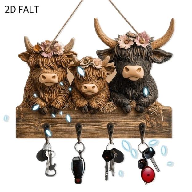 Rustic Highland Cow Wooden Hanging Ornament