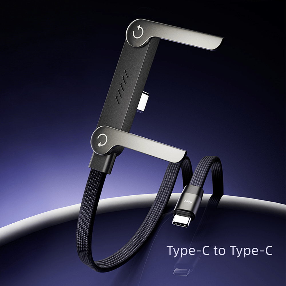 📱240W Braided Fast Charge Cable With Built-in Phone Stand