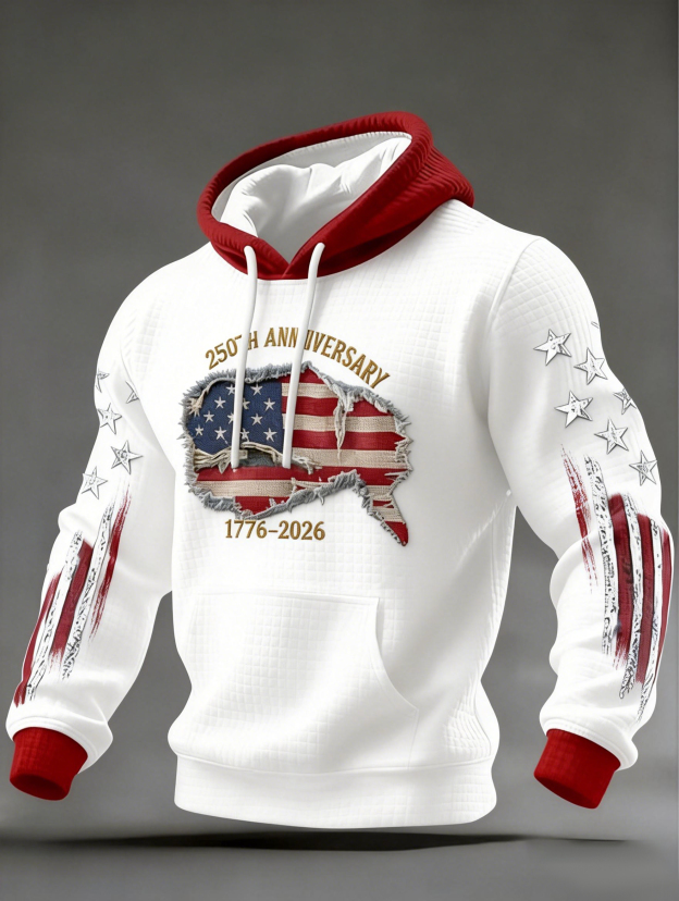 Men’s 250th Anniversary Patriotic Hoodie – USA Flag Graphic Pullover (1776–2026)