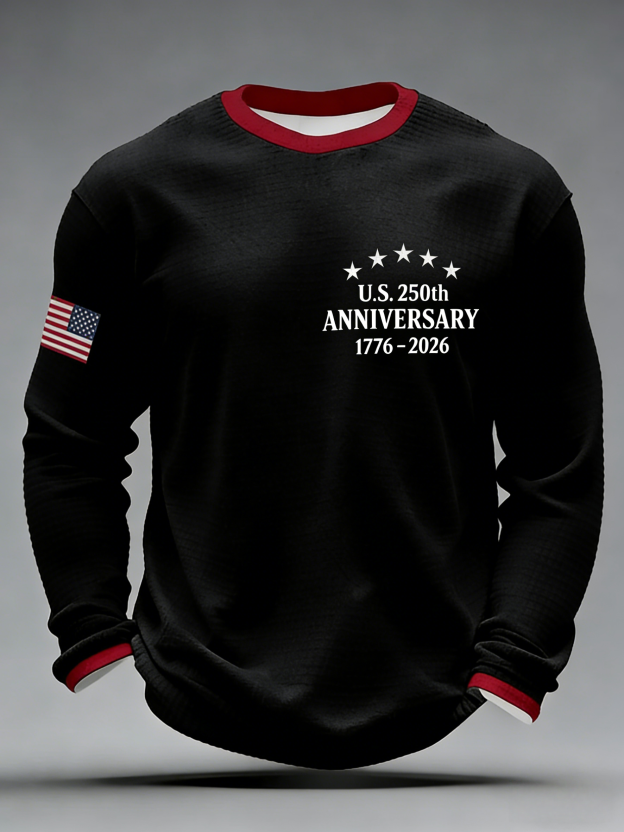 Men'S Casual T-Shirt With American 250th Anniversary Print