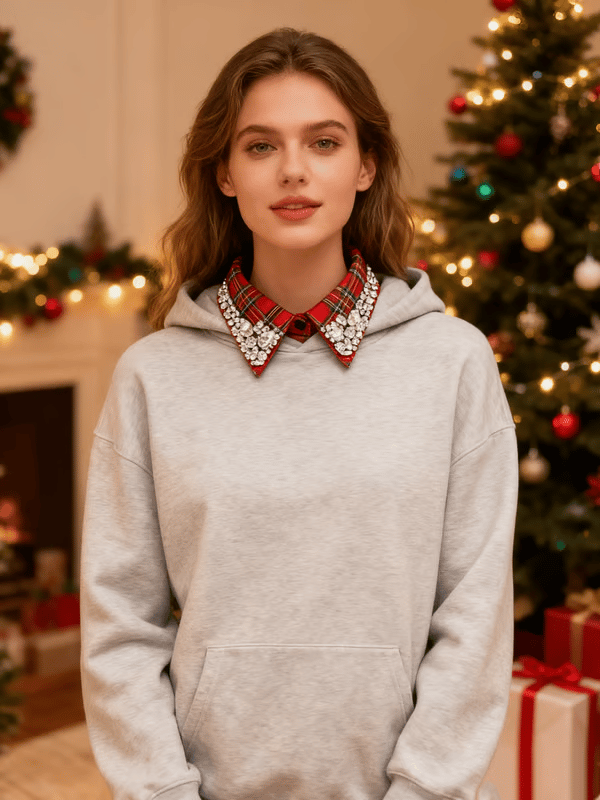 🔥Red Christmas Plaid Rhinestone Collar