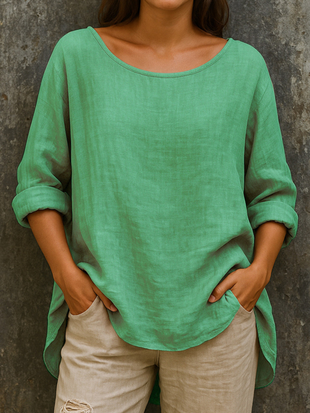 Women's Simple Solid Color Linen Shirt