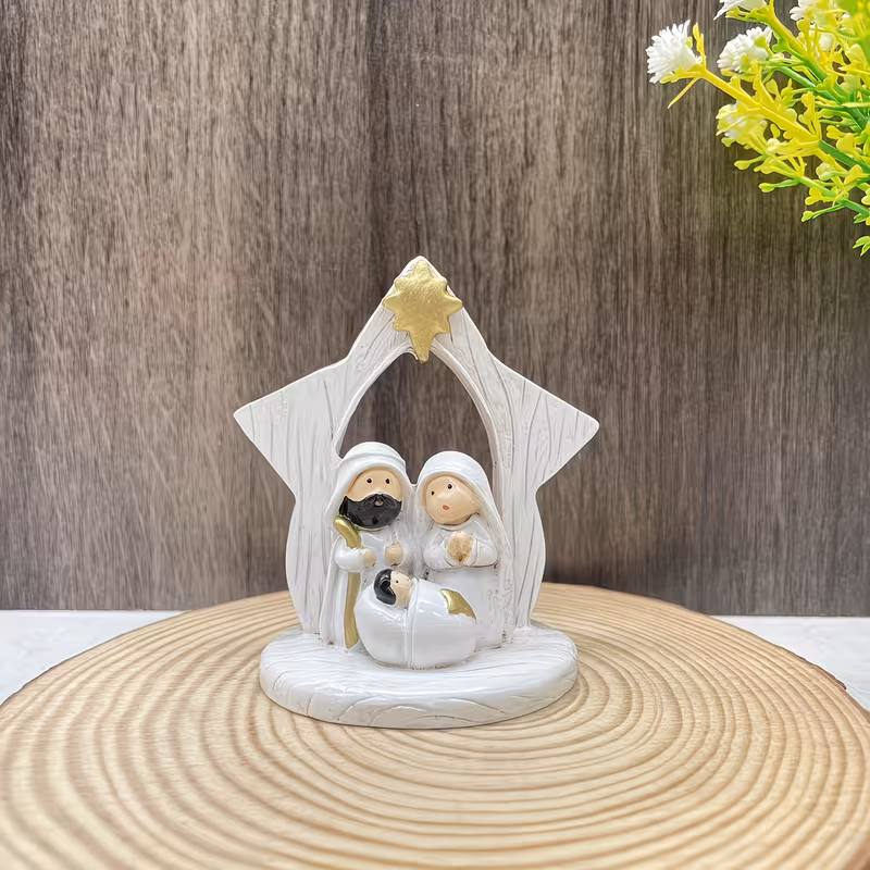 White & Gold Nativity Scene Tabletop Decor ✨ | Holy Family Christmas Centerpiece 🎄🙏