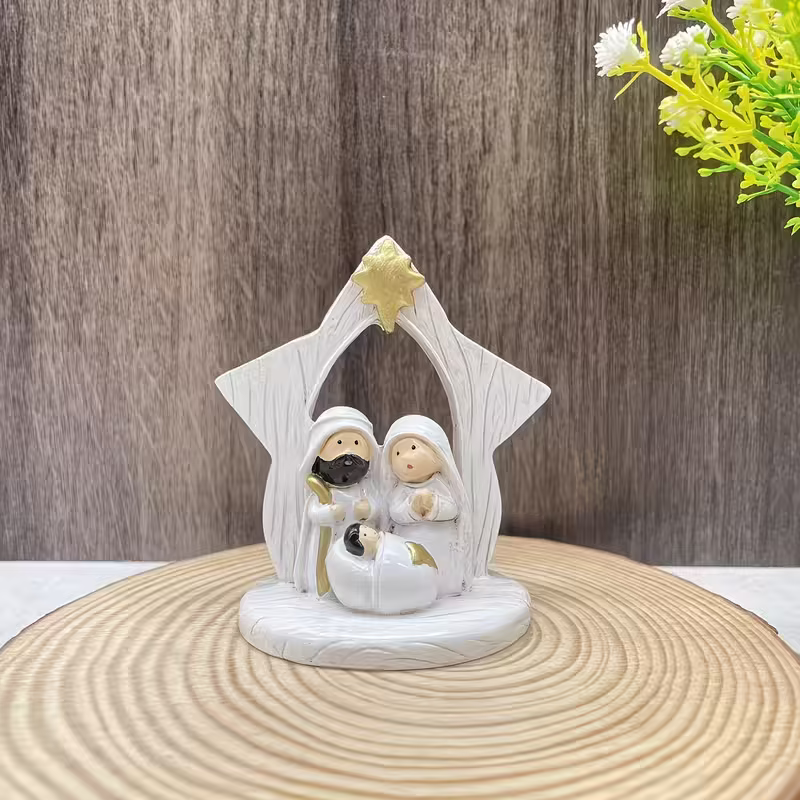 White & Gold Nativity Scene Tabletop Decor ✨ | Holy Family Christmas Centerpiece 🎄🙏