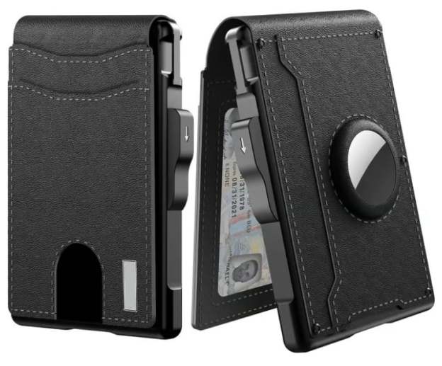 ✨Wallet - With Pop Up Aluminum Case Money Clip Slim Leather Slots Credit Card Holder RFID Blocking Bifold Minimalist Wallet