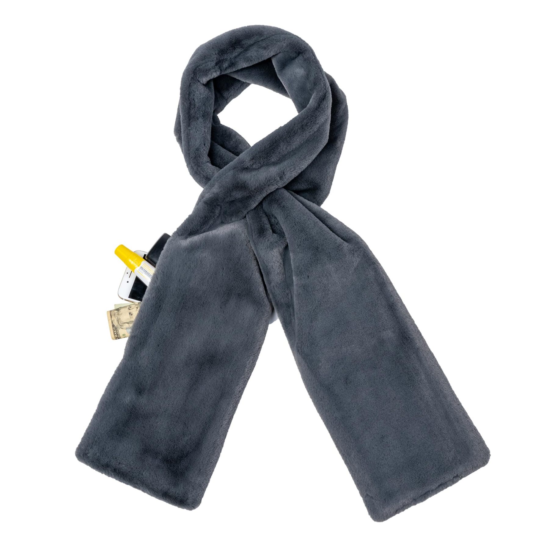 🔥LAST DAY 49% OFF – 🧣✨Faux Fur Scarf With Hidden Zipper Pocket For Cell Phone and Valuables