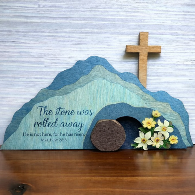 ✝️ He Is Risen Layered Wooden Resurrection Art ✨