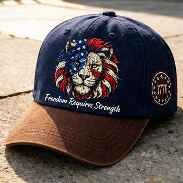 "Freedom Requires Strength" - 🦁Patriotic Lion Embroidered Cap