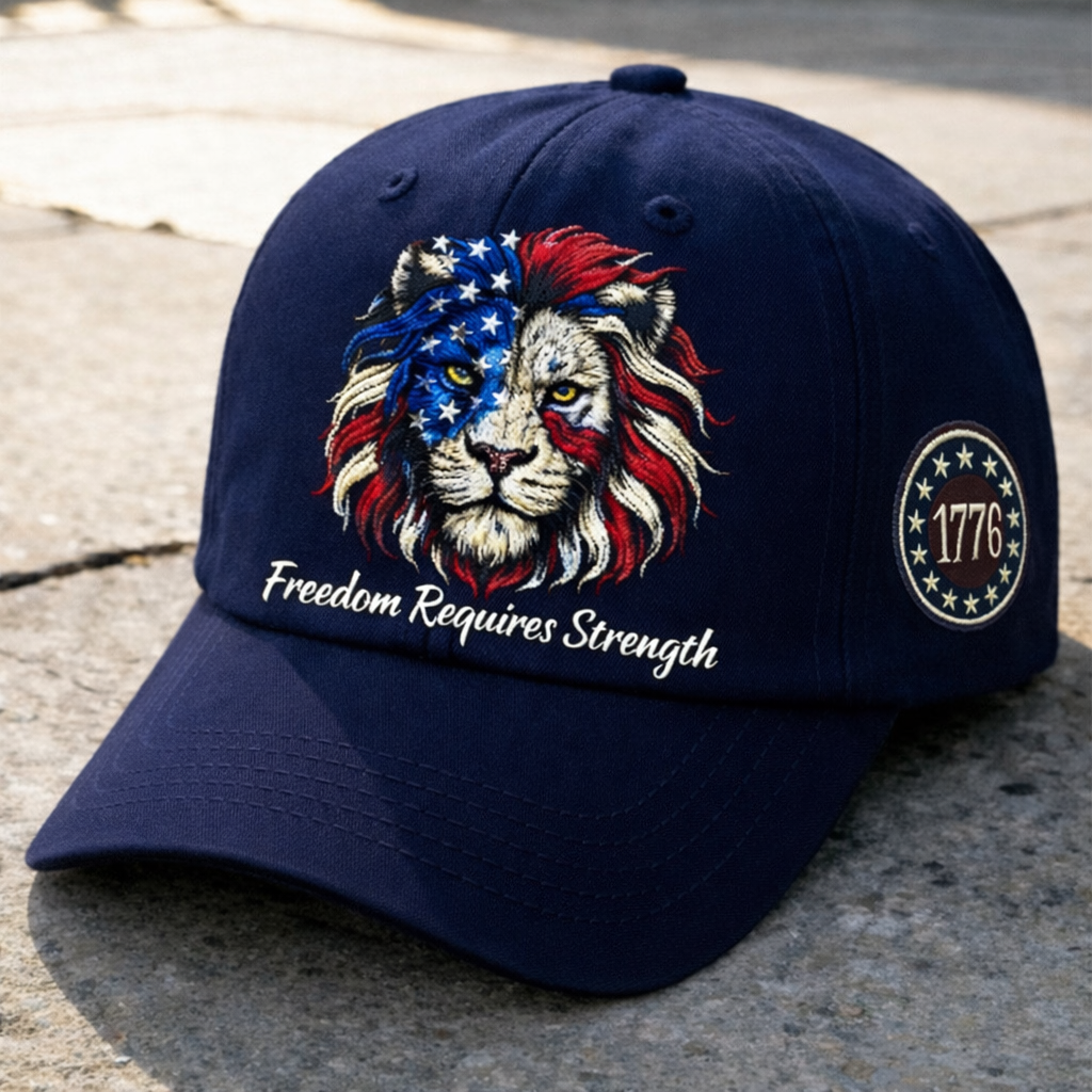 "Freedom Requires Strength" - 🦁Patriotic Lion Embroidered Cap