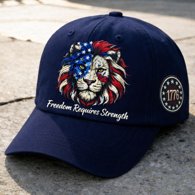 "Freedom Requires Strength" - 🦁Patriotic Lion Embroidered Cap