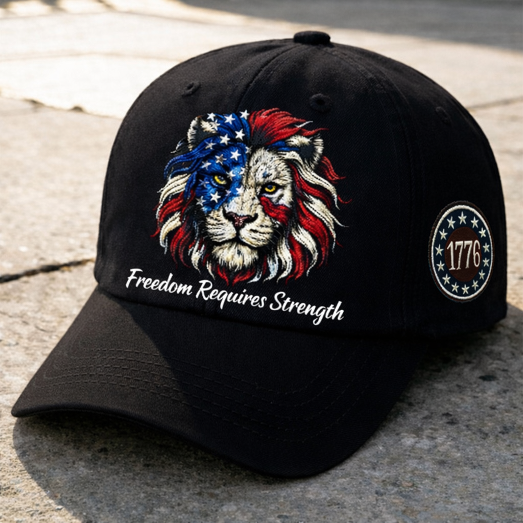 "Freedom Requires Strength" - 🦁Patriotic Lion Embroidered Cap