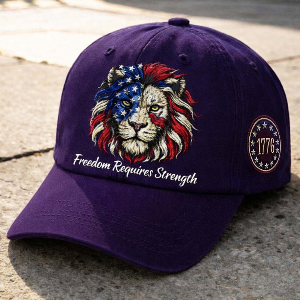 "Freedom Requires Strength" - 🦁Patriotic Lion Embroidered Cap