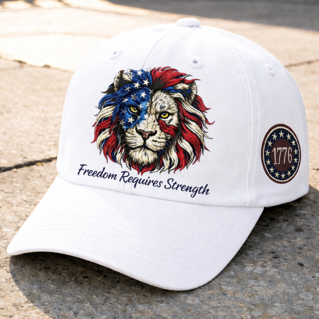 "Freedom Requires Strength" - 🦁Patriotic Lion Embroidered Cap