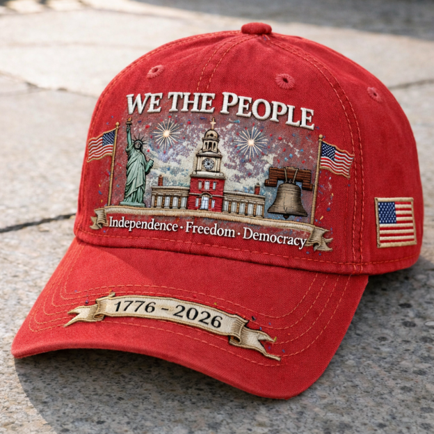 We The People 1776–2026 Embroidered Patriotic Baseball Cap