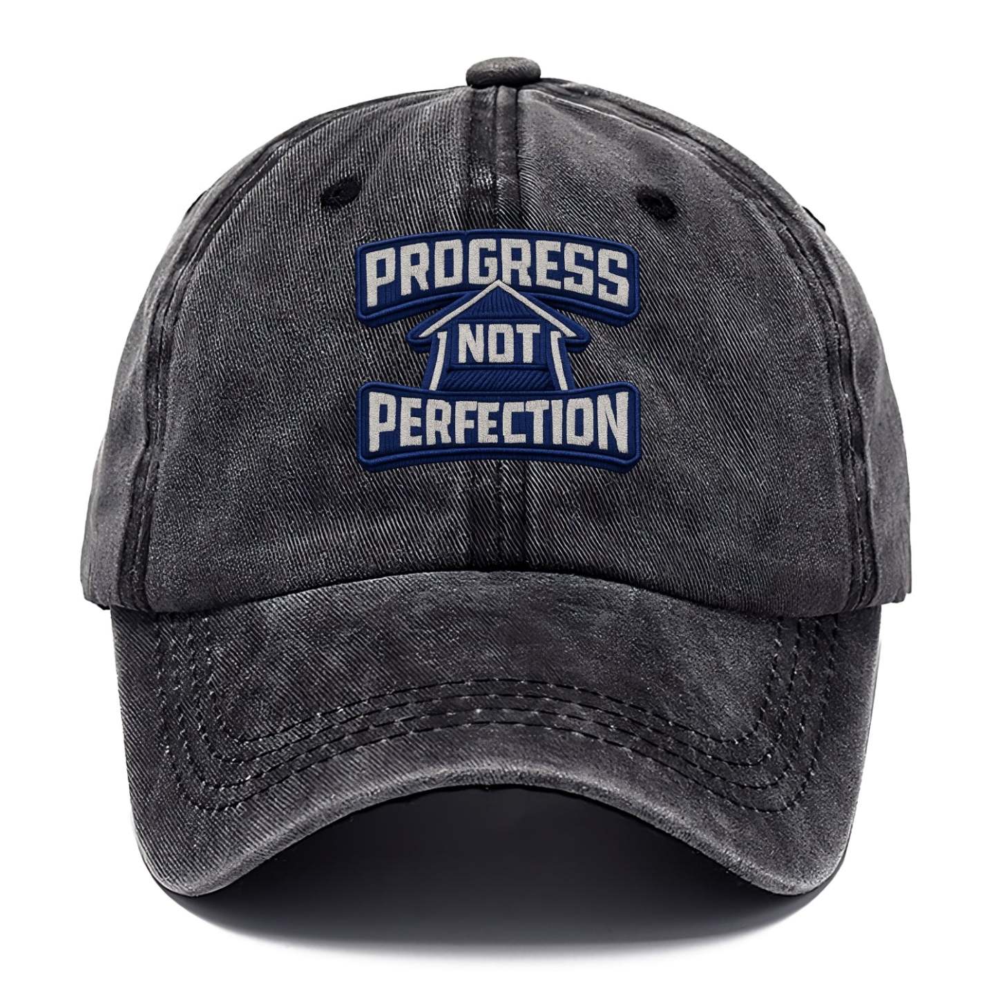 PROGRESS NOT PERFECTION - arrow with text in blue , growth mindset - Classic Cap