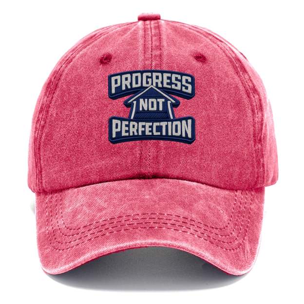 PROGRESS NOT PERFECTION - arrow with text in blue , growth mindset - Classic Cap