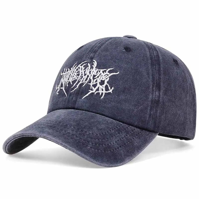 Fashion Washed Baseball Caps for Men Women Goth Rock Embroidered Casual Cap Outdoor Streetwear Hats Snapback Dad Hat Hip Hop Cap