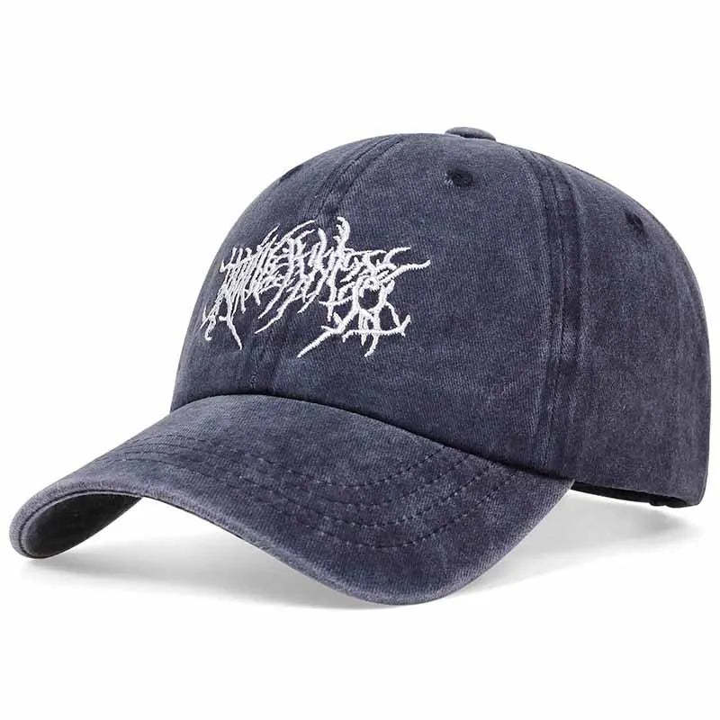 Fashion Washed Baseball Caps for Men Women Goth Rock Embroidered Casual Cap Outdoor Streetwear Hats Snapback Dad Hat Hip Hop Cap