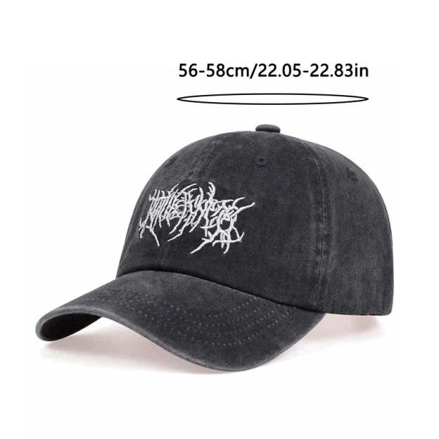 Fashion Washed Baseball Caps for Men Women Goth Rock Embroidered Casual Cap Outdoor Streetwear Hats Snapback Dad Hat Hip Hop Cap