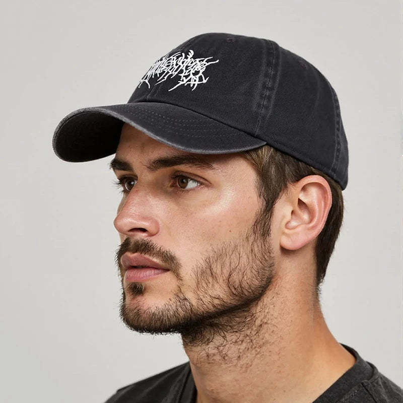 Fashion Washed Baseball Caps for Men Women Goth Rock Embroidered Casual Cap Outdoor Streetwear Hats Snapback Dad Hat Hip Hop Cap