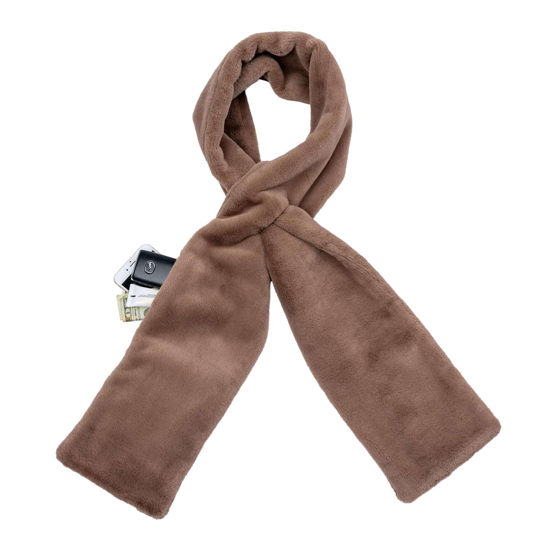 🔥LAST DAY 49% OFF – 🧣✨Faux Fur Scarf With Hidden Zipper Pocket For Cell Phone and Valuables