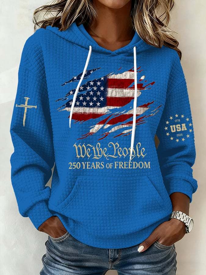 Women's 250th America Anniversary Casual Printed Hoodie Sweatshirt